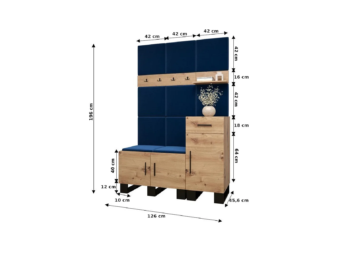 Ensemble de garde-robe Artin 5 196/126/46 (Chêne artisanal/Manila 18)