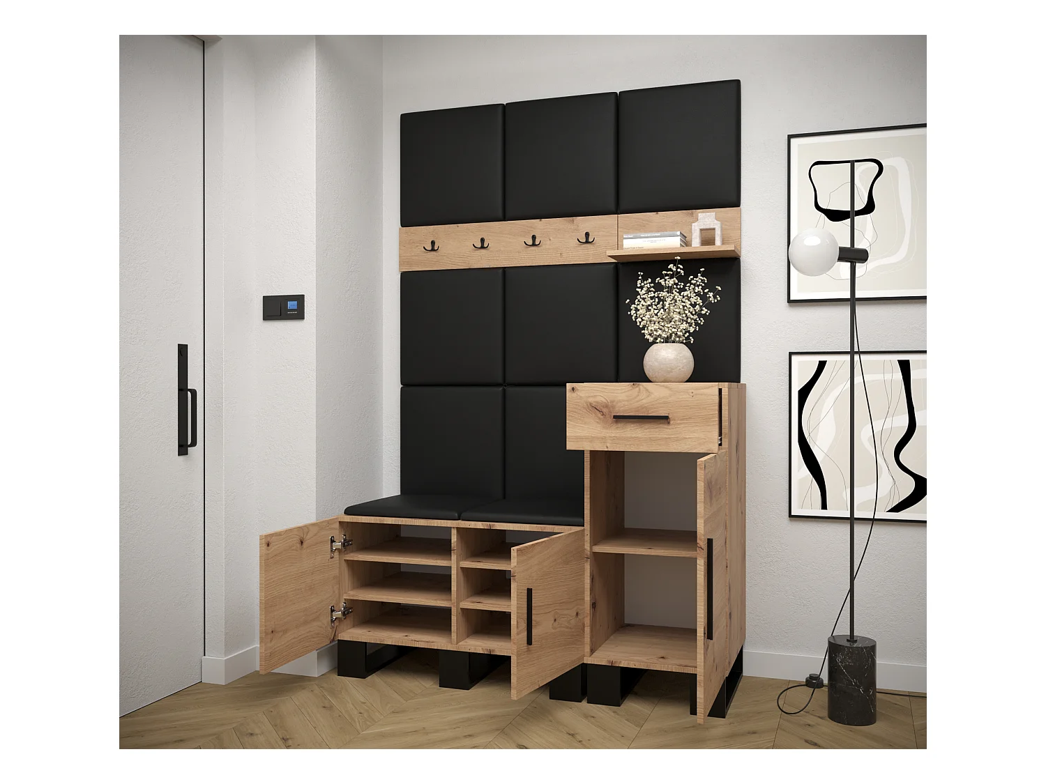 Ensemble de garde-robe Artin 5 196/126/46 (Chêne artisanal/Manila 18)