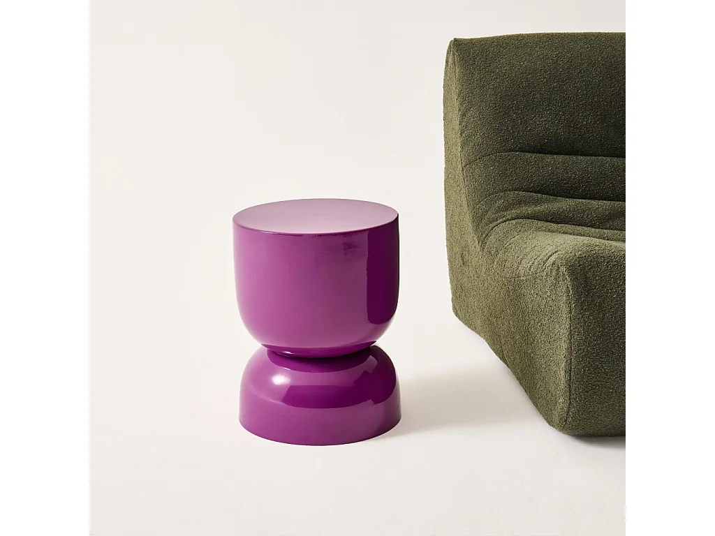 Tavolino in metallo effetto glassy,  42cm, viola