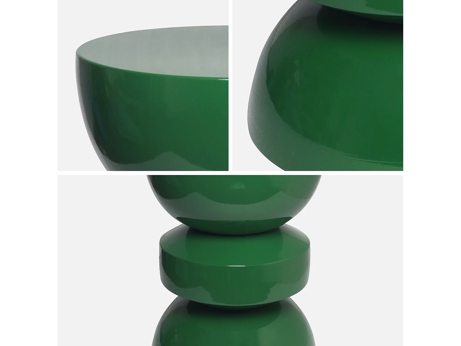 Table d'appoint. bout de canapé. table de chevet en métal effet glassy vert foncé Assa. Ø32 x H 44.5cm