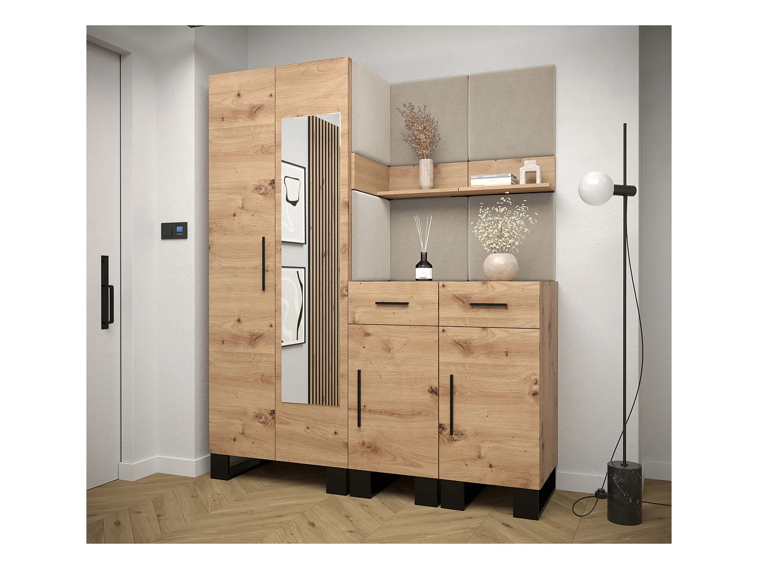 Ensemble de garde-robe Artin 15 196/158/46 (Chêne artisanal/Manila 02)