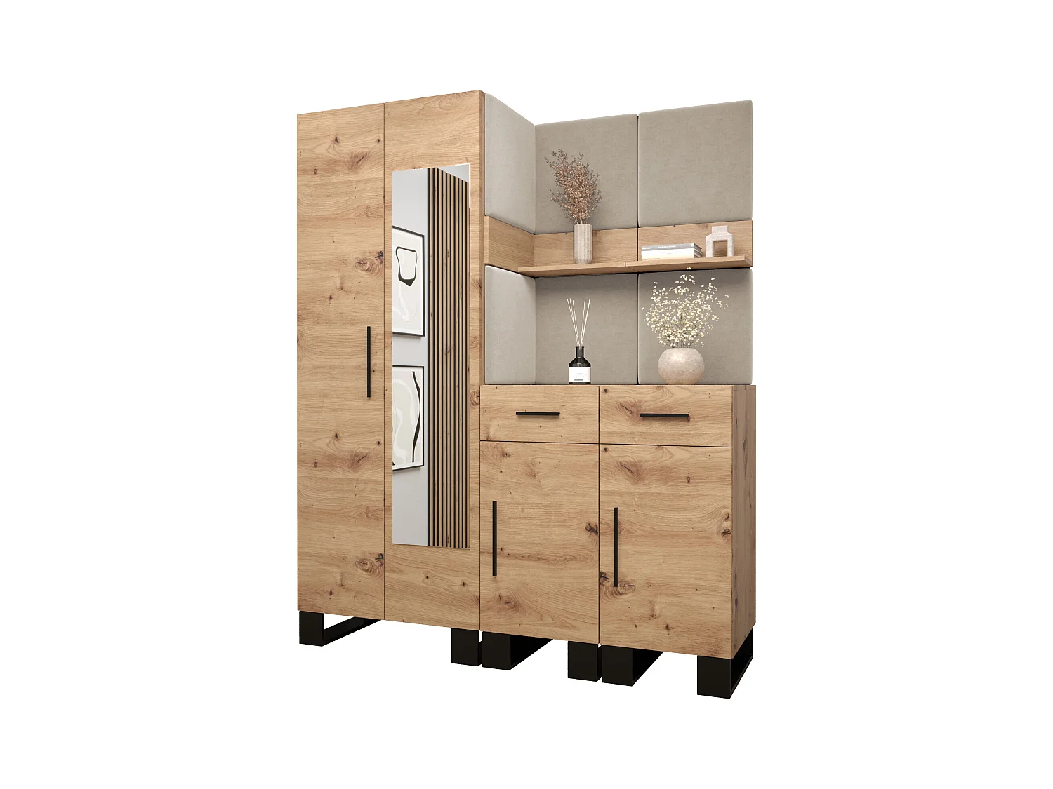 Garderobenset Artin 15 196/158/46 (Artisan Eiche/Manila 02)