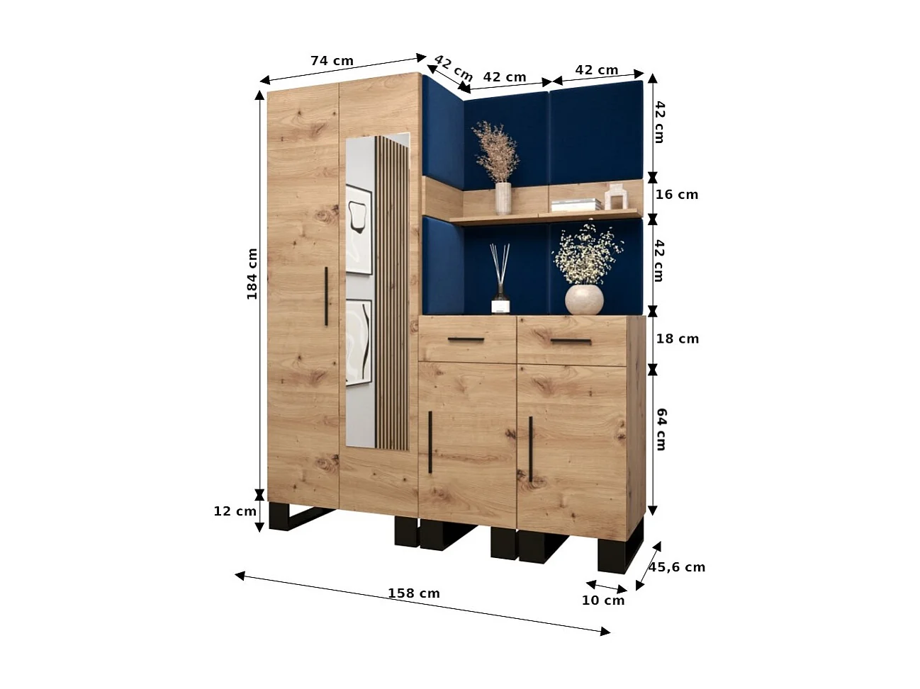 Ensemble de garde-robe Artin 15 196/158/46 (Chêne artisanal/Manila 02)