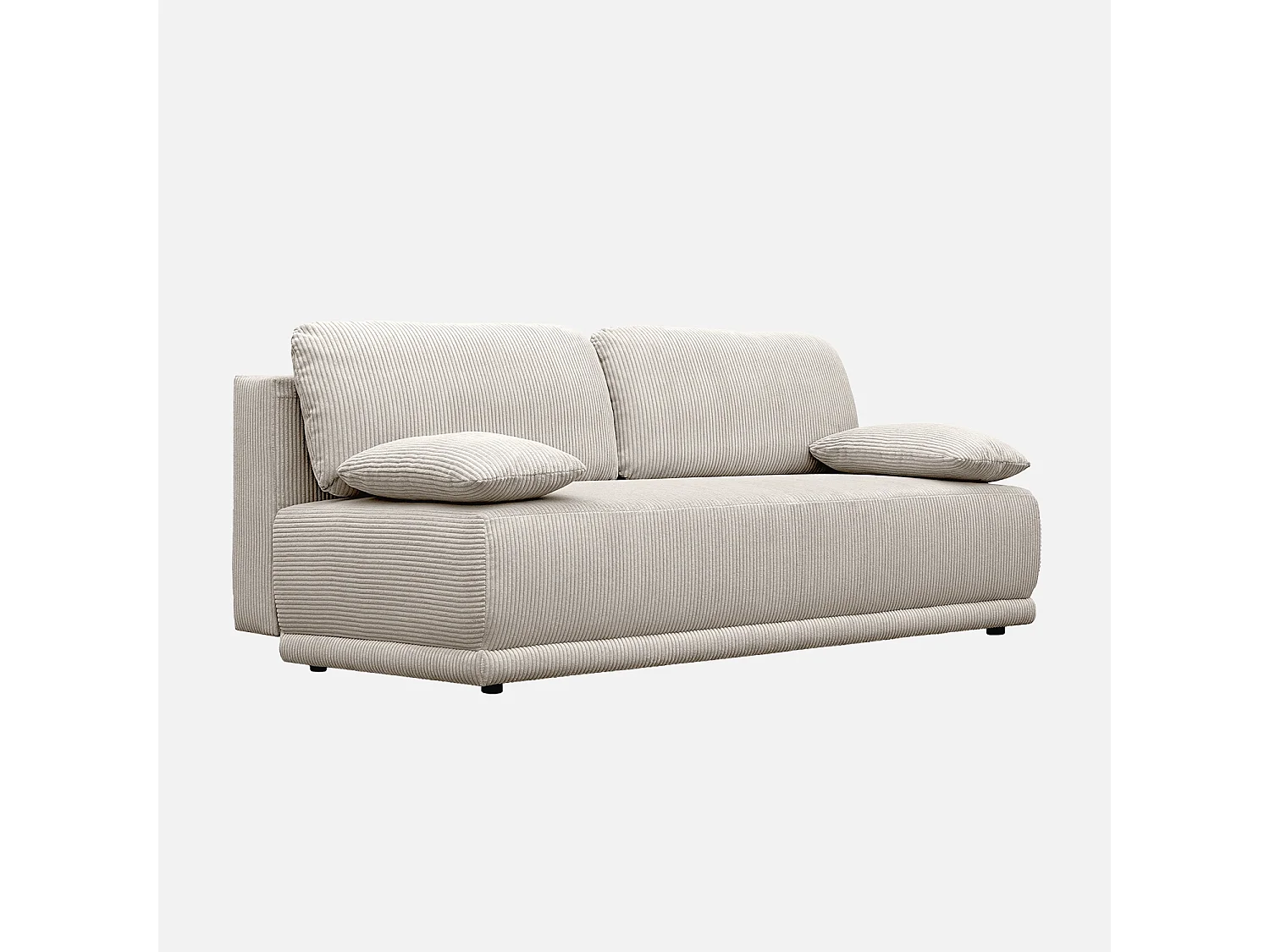 Sofá cama en pana fina con baúl de almacenamiento, 3 plazas gris beige