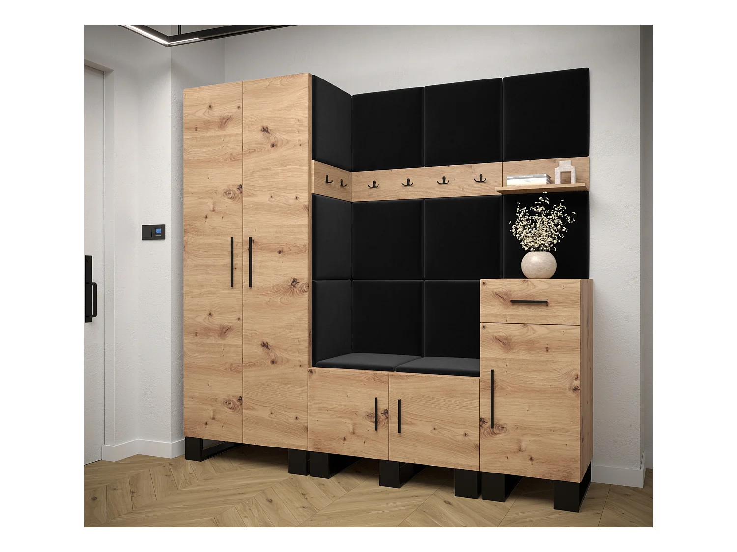 Ensemble de garde-robe Artin 1 196/200/46 (Chêne artisanal/Manila 18)