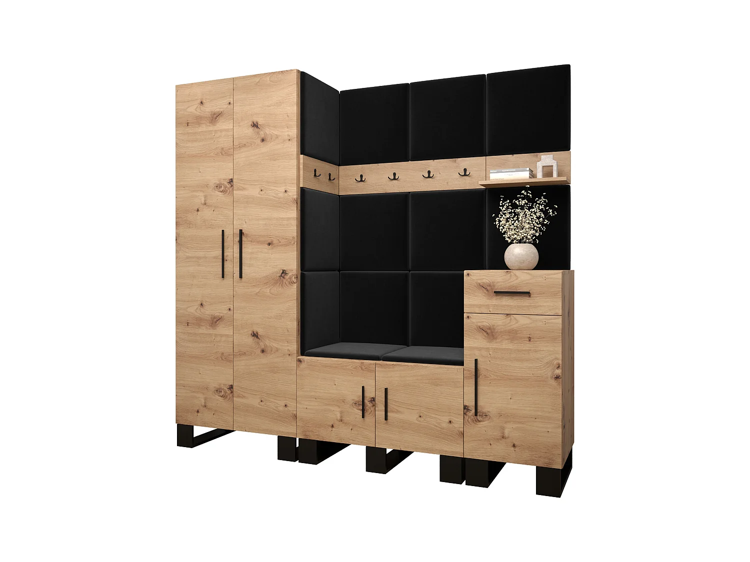 Garderobenset Artin 1 196/200/46 (Artisan Eiche/Manila 18)