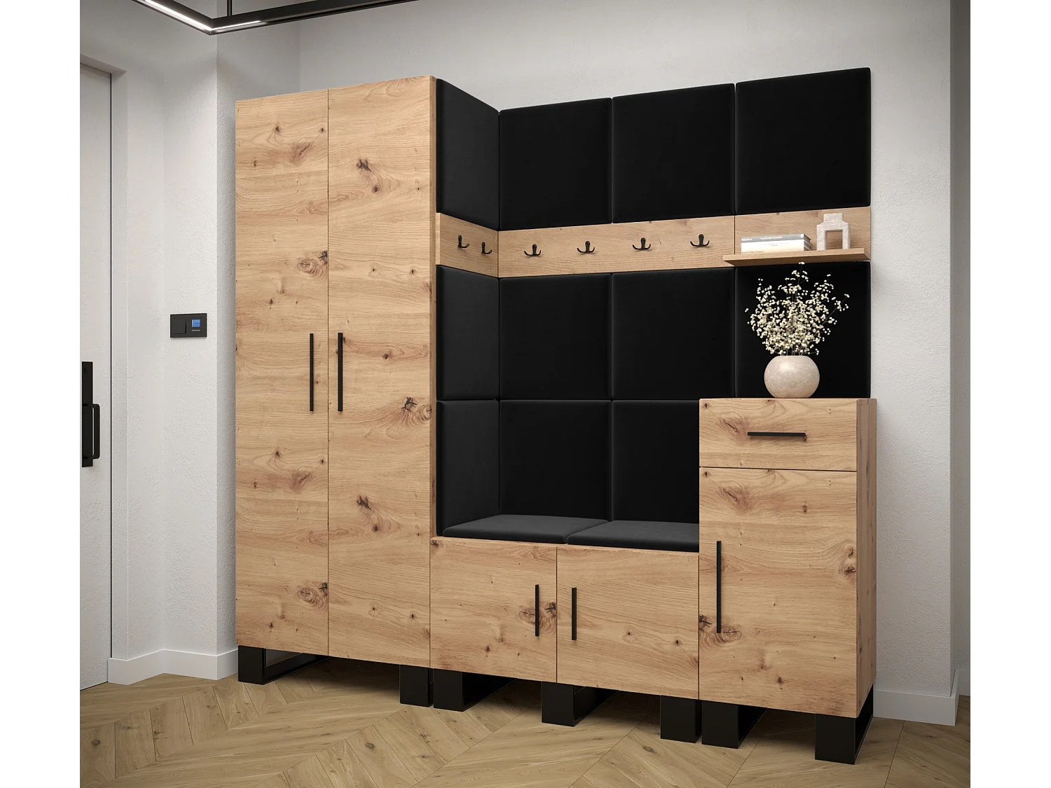 Ensemble de garde-robe Artin 1 196/200/46 (Chêne artisanal/Manila 18)