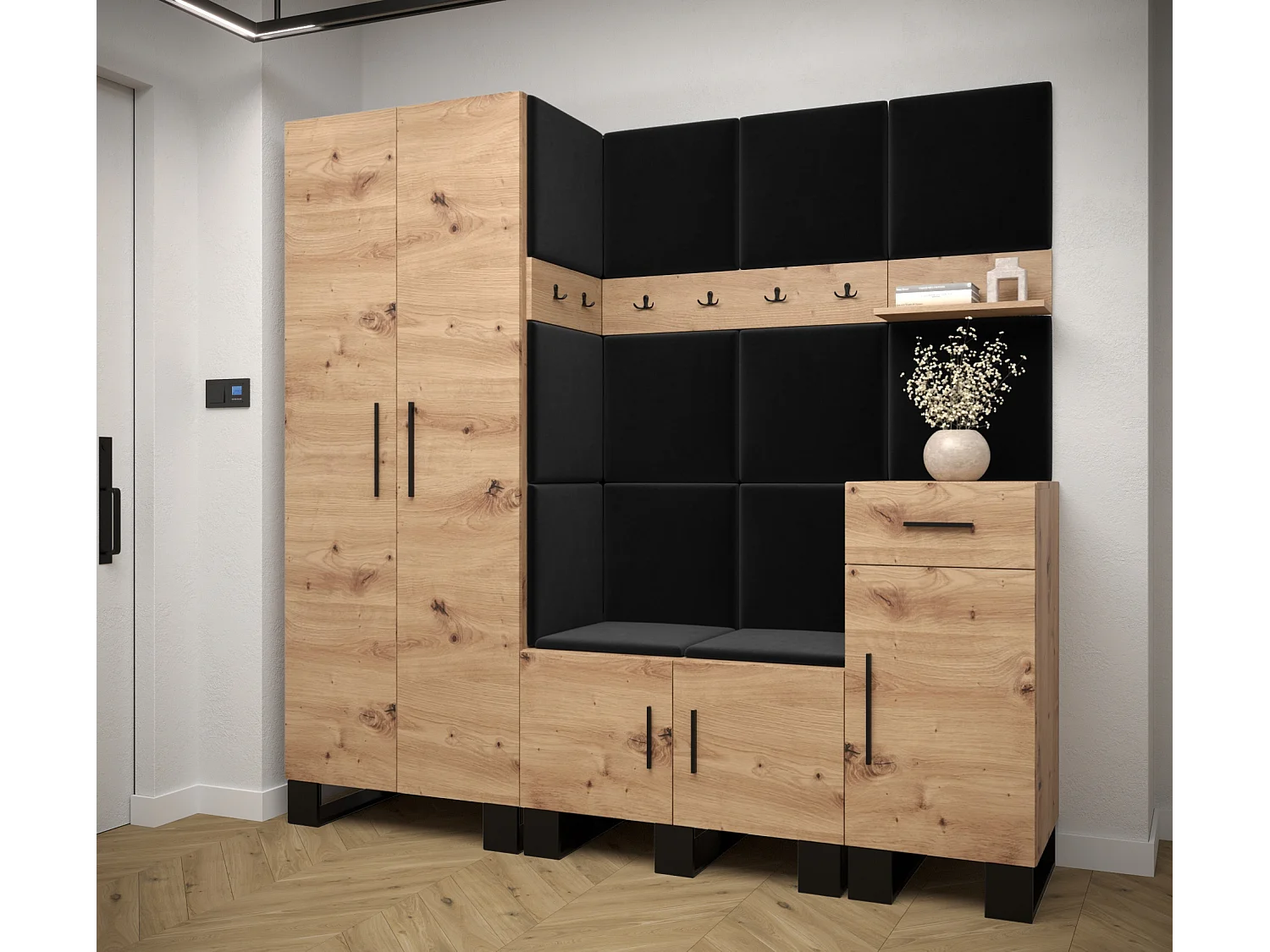 Ensemble de garde-robe Artin 1 196/200/46 (Chêne artisanal/Manila 18)