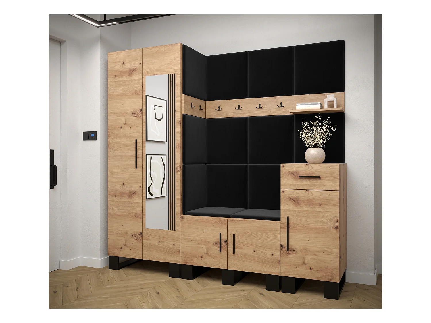 Ensemble de garde-robe Artin 13 196/200/46 (Chêne artisanal/Manila 18)