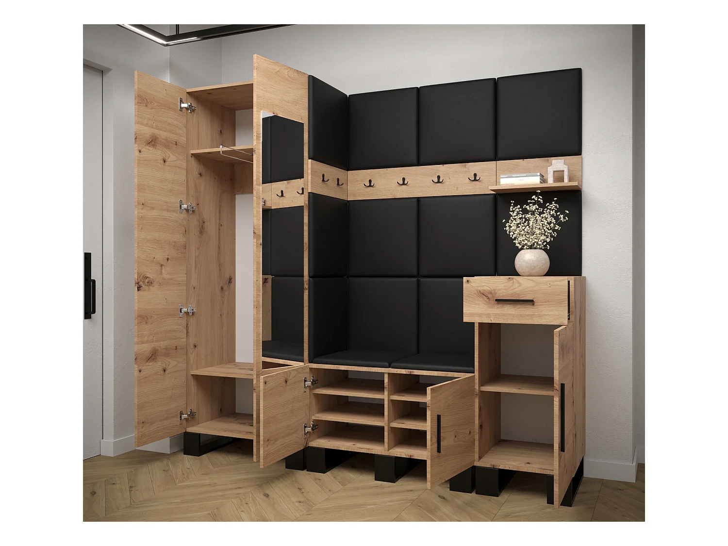 Ensemble de garde-robe Artin 13 196/200/46 (Chêne artisanal/Manila 18)