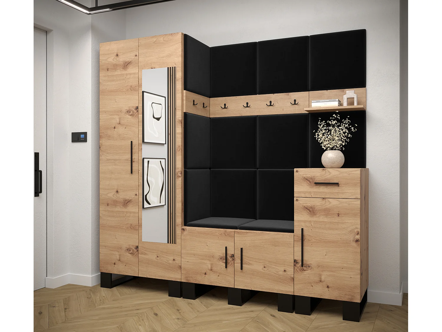 Ensemble de garde-robe Artin 13 196/200/46 (Chêne artisanal/Manila 18)