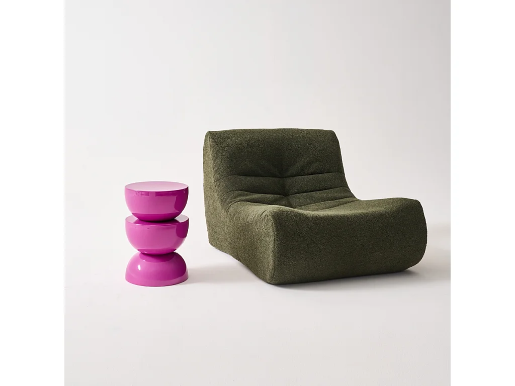 Mesa auxiliar, mesita metal efecto glassy rosa