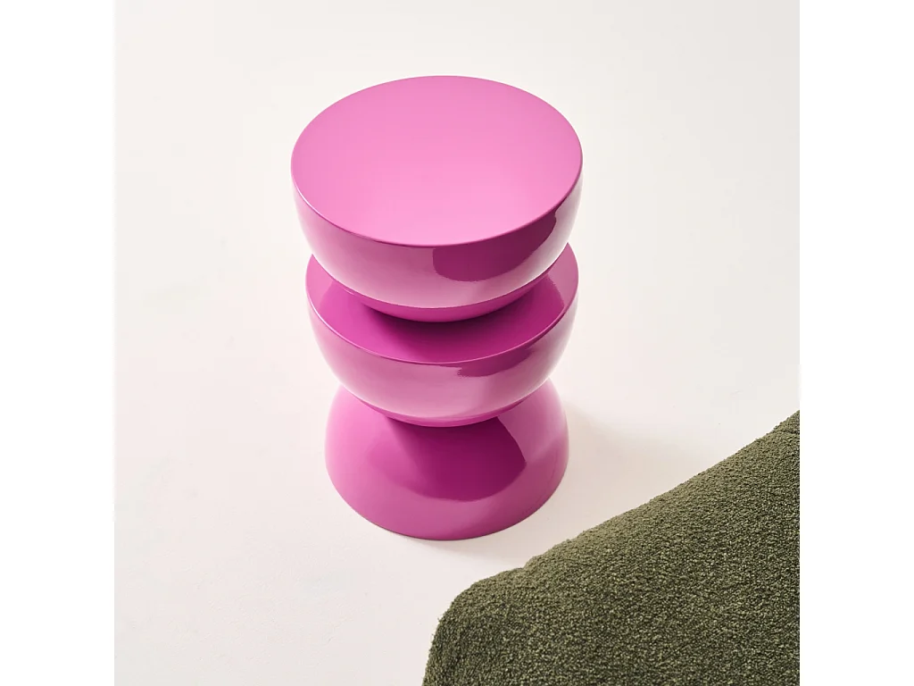 Mesa auxiliar, mesita metal efecto glassy rosa