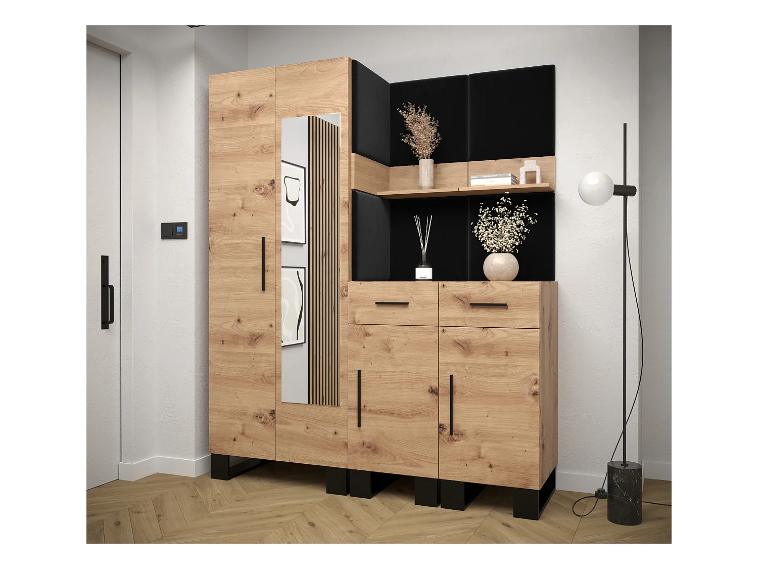 Ensemble de garde-robe Artin 15 196/158/46 (Chêne artisanal/Manila 18)