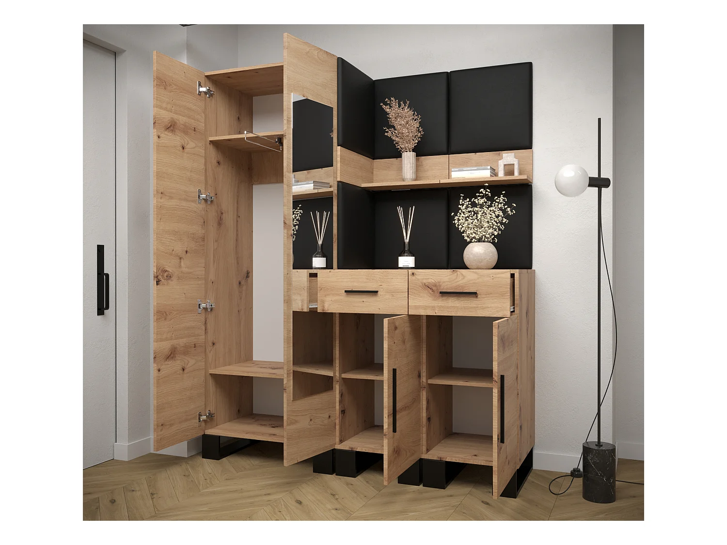 Ensemble de garde-robe Artin 15 196/158/46 (Chêne artisanal/Manila 18)