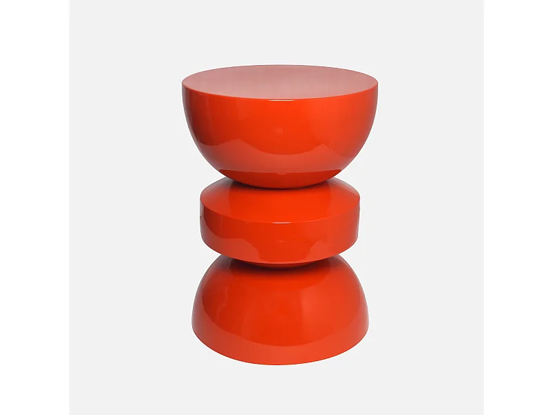 Table d'appoint. bout de canapé. table de chevet en métal effet glassy orange Assa. Ø32 x H 44.5cm