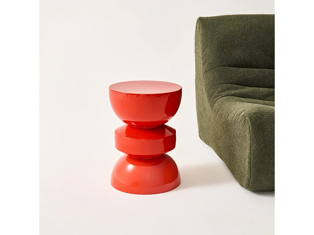 Tavolo d'appoggio in metallo effetto glassy, 44,5cm, arancione