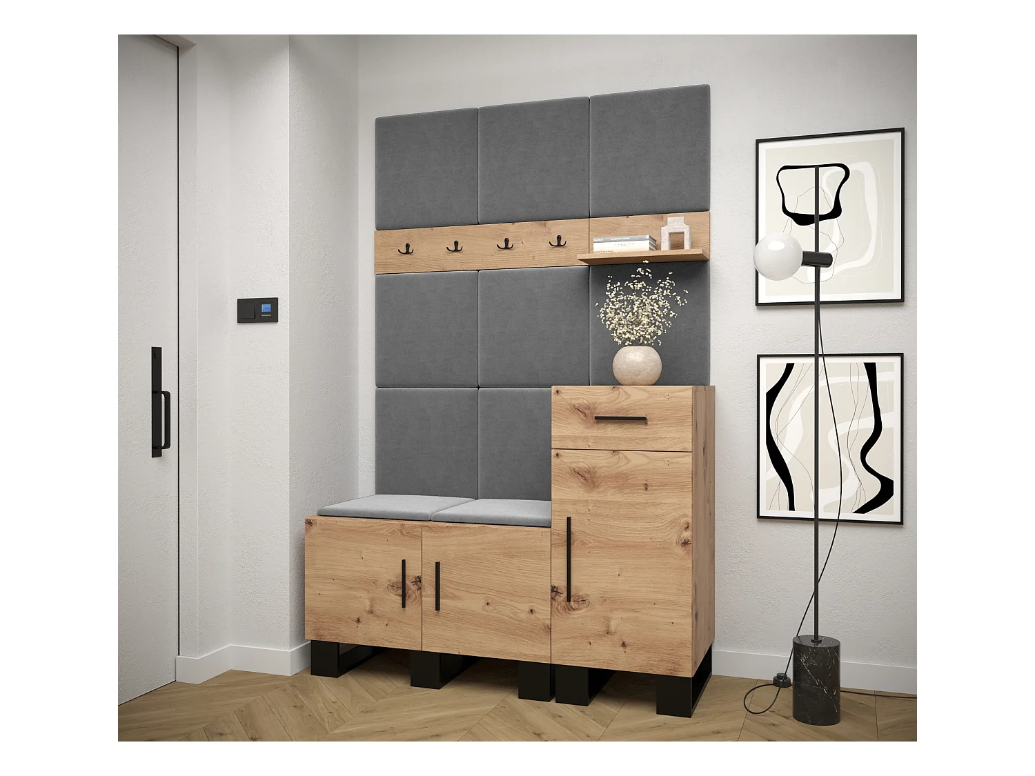 Ensemble de garde-robe Artin 5 196/126/46 (Chêne artisanal/Manila 16)