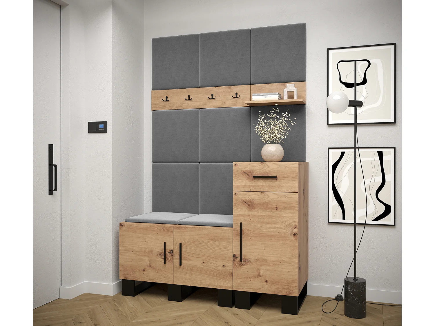 Ensemble de garde-robe Artin 5 196/126/46 (Chêne artisanal/Manila 16)