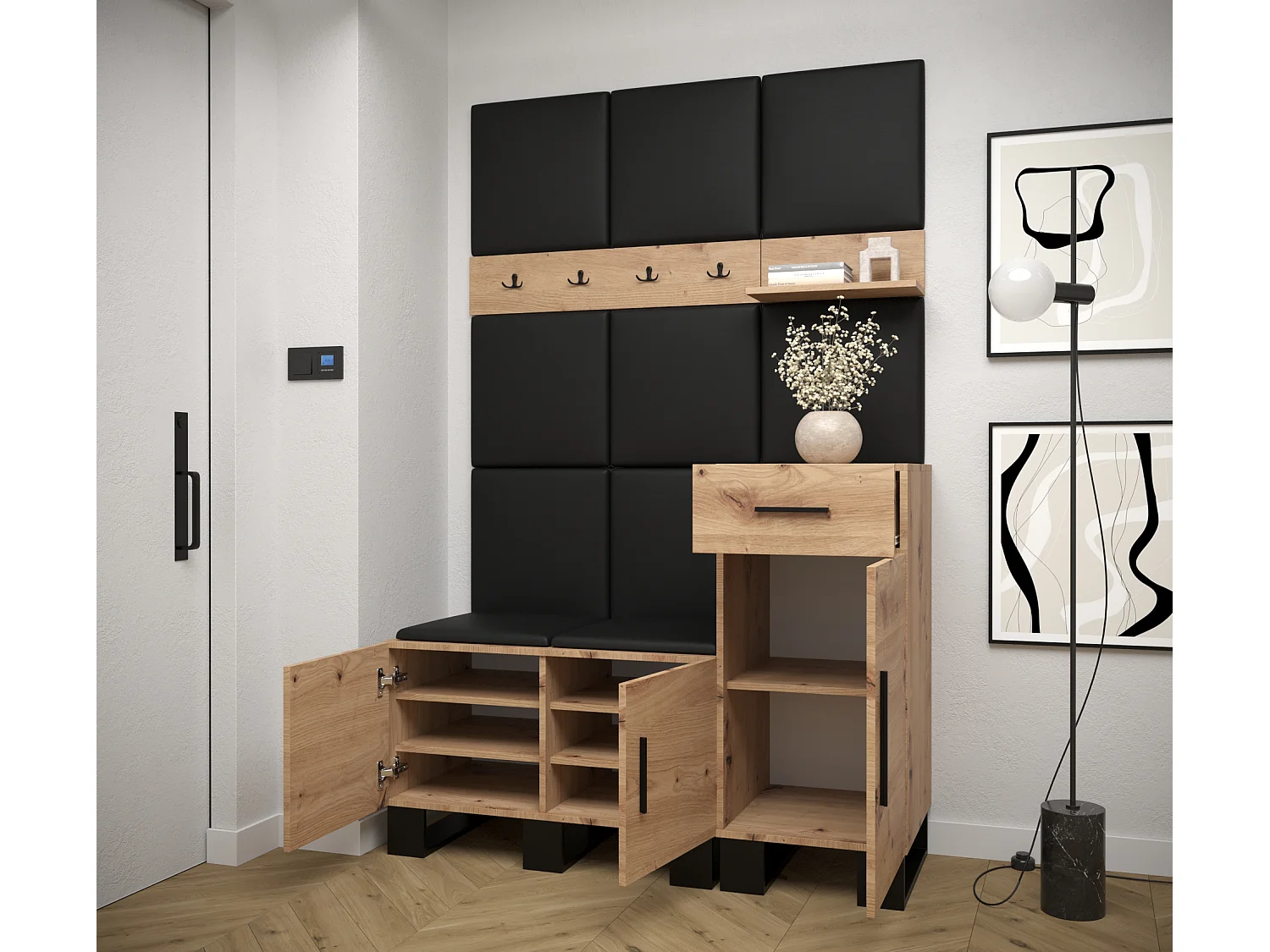 Ensemble de garde-robe Artin 5 196/126/46 (Chêne artisanal/Manila 16)