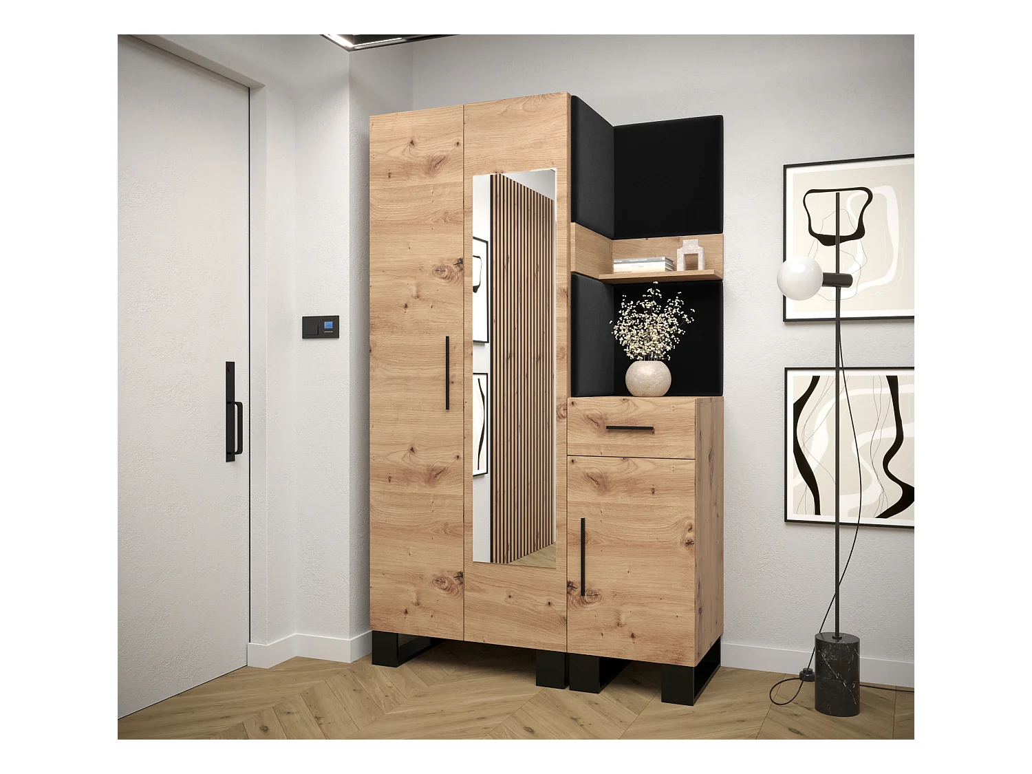 Ensemble de garde-robe Artin 16 196/116/46 (Chêne artisanal/Manila 18)