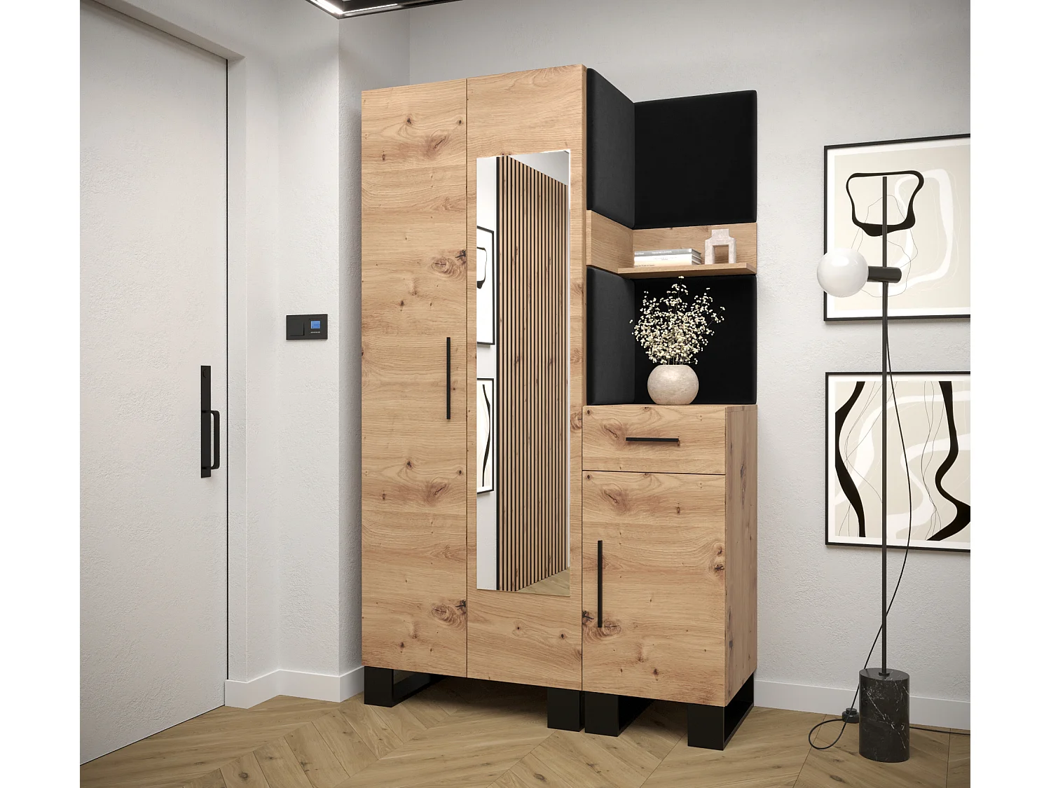 Conjunto de guardarropa Artin 16 196/116/46 (Roble/Manila 18)