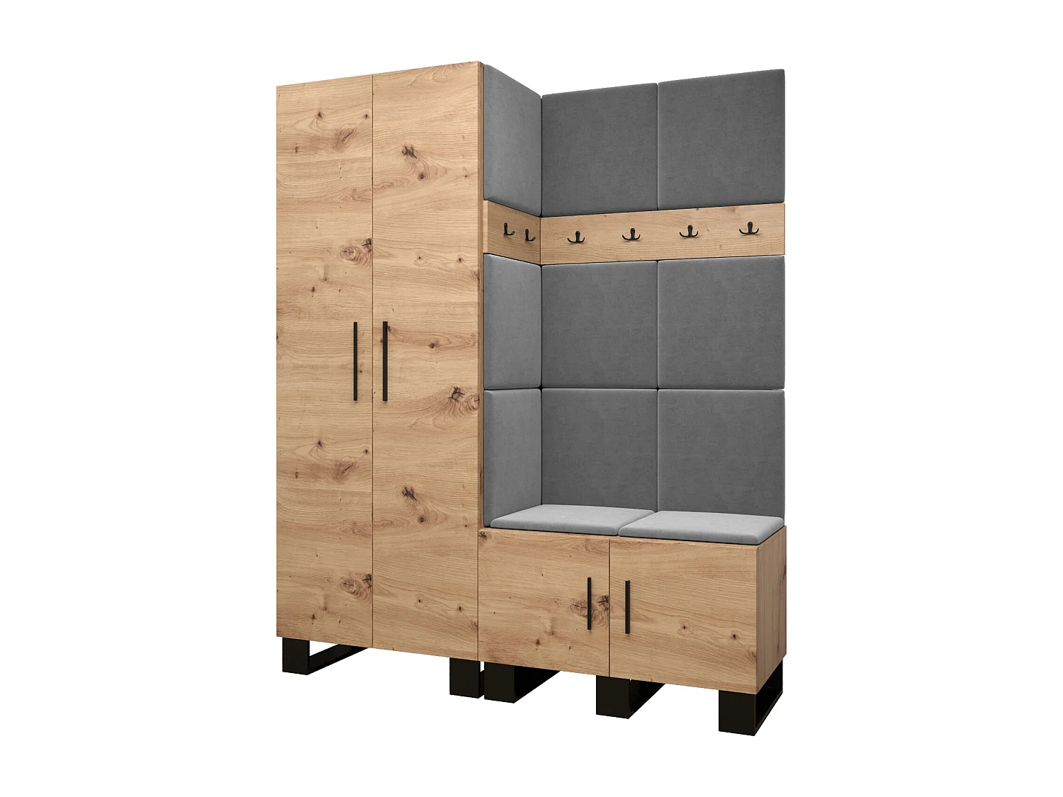 Ensemble de garde-robe Artin 2 196/158/46 (Chêne artisanal/Manila 16)