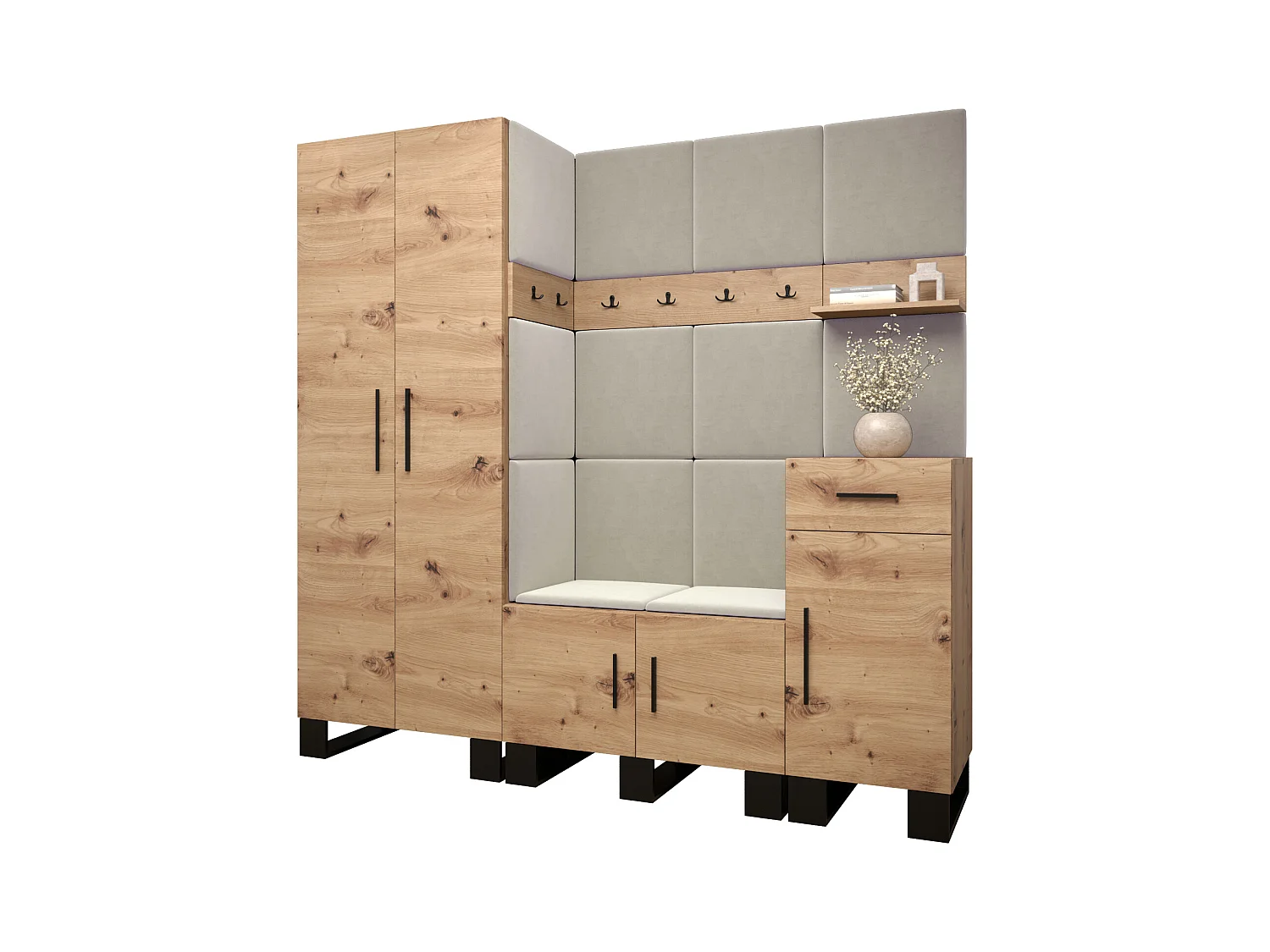 Garderobenset Artin 1 196/200/46 (Artisan Eiche/Manila 02)