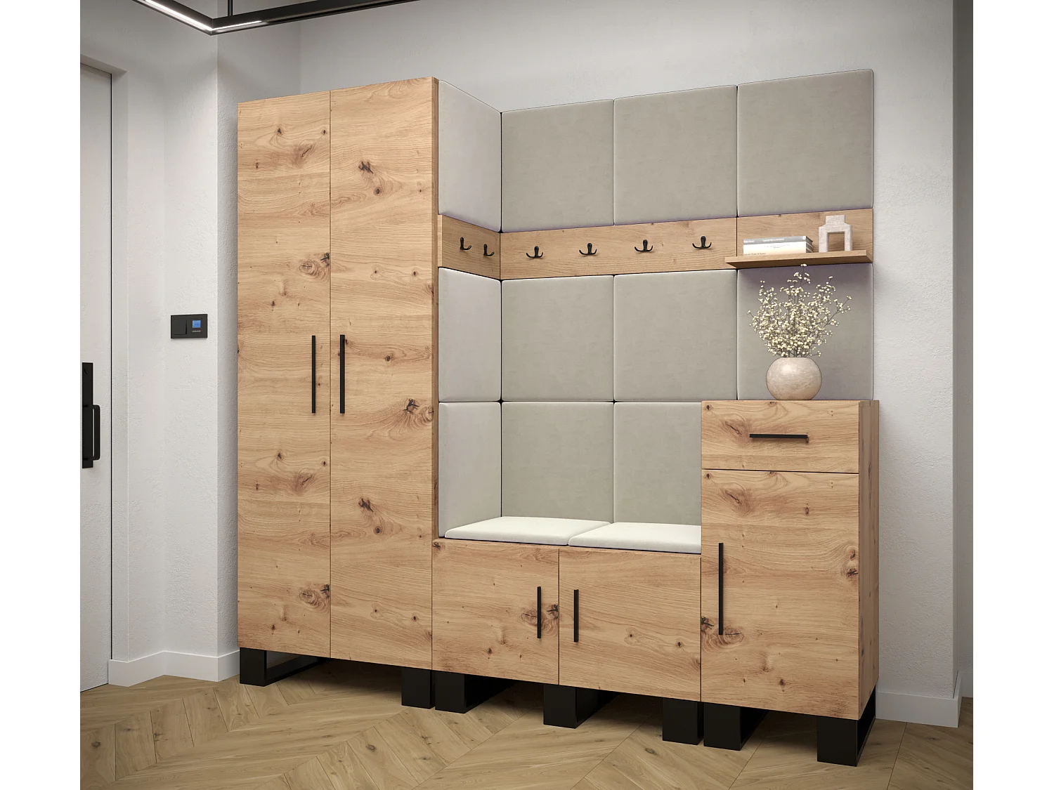 Ensemble de garde-robe Artin 1 196/200/46 (Chêne artisanal/Manila 02)