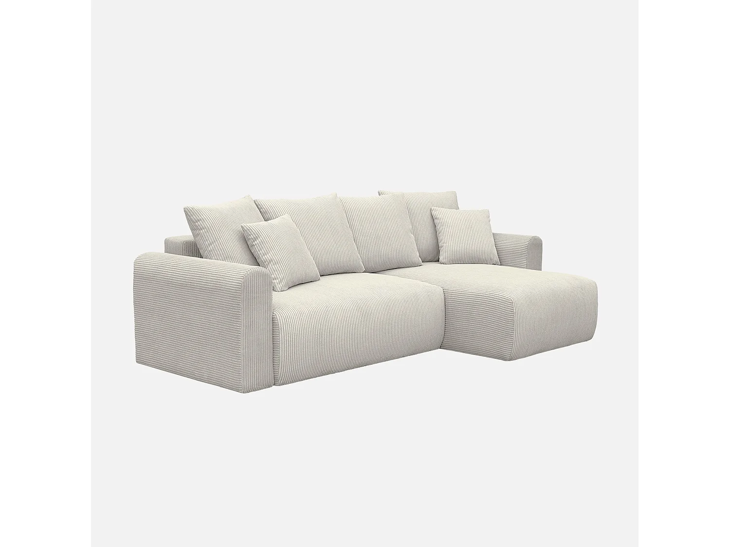 Divano letto angolare reversibile 3 posti velluto a coste, grigio