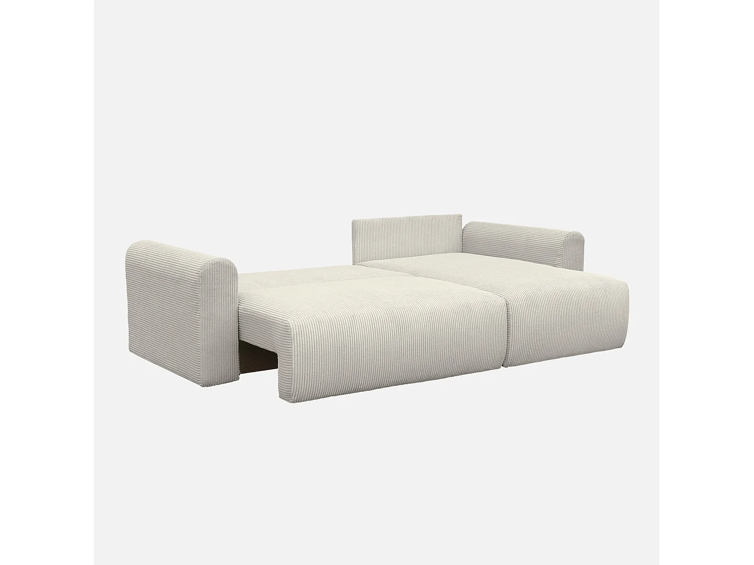 Divano letto angolare reversibile 3 posti velluto a coste, grigio