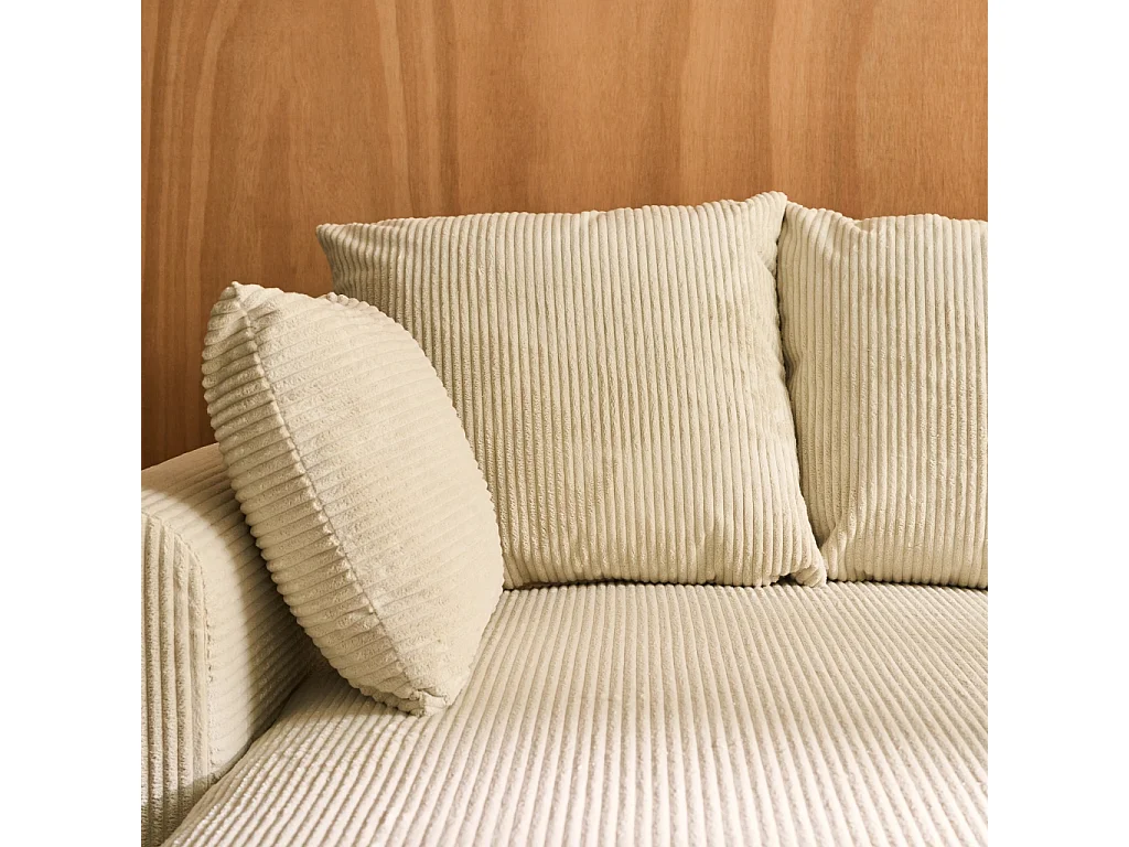 Divano letto angolare reversibile 3 posti velluto a coste, grigio