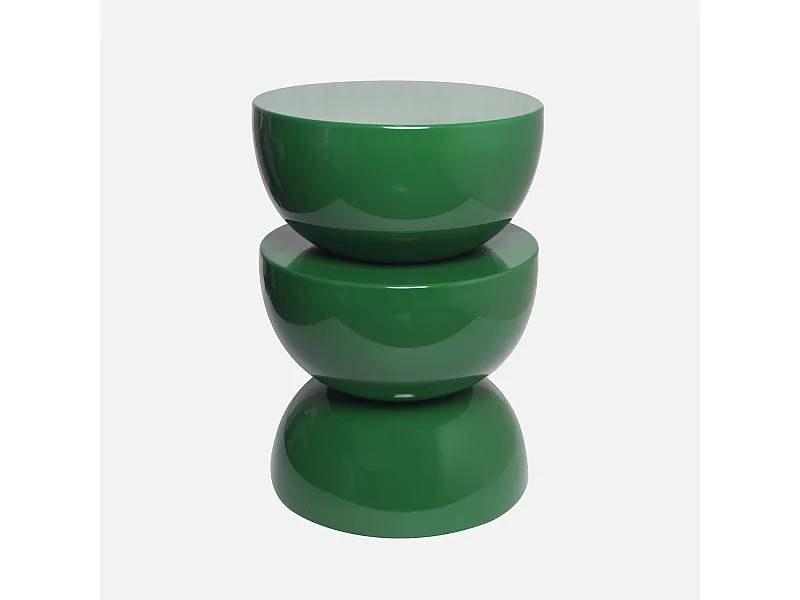 Table d'appoint. bout de canapé. table de chevet en métal effet glassy vert foncé Coumba. Ø32 x H 46.5cm