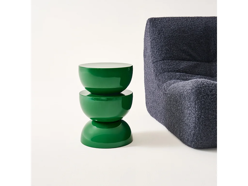 Mesa auxiliar, mesita metal efecto glassy verde oscuro