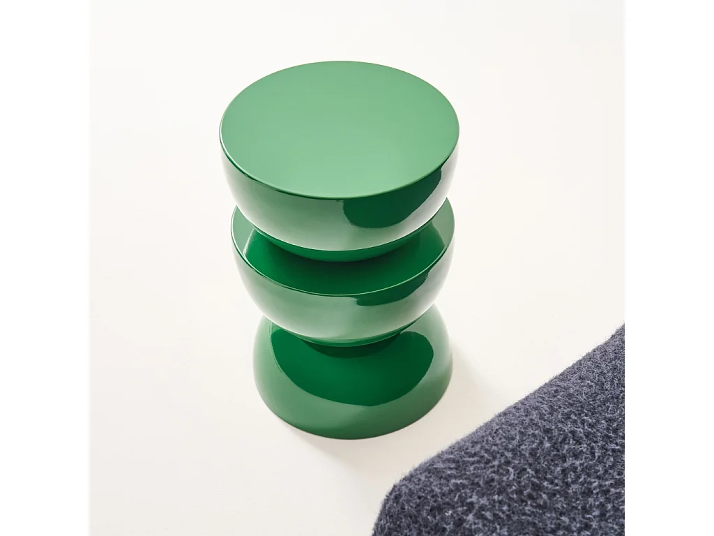Mesa auxiliar, mesita metal efecto glassy verde oscuro