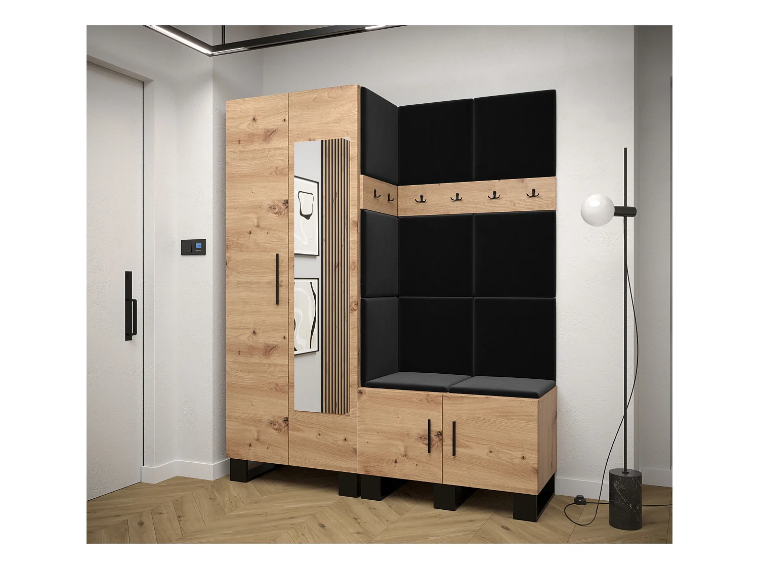 Ensemble de garde-robe Artin 14 196/158/46 (Chêne artisanal/Manila 18)