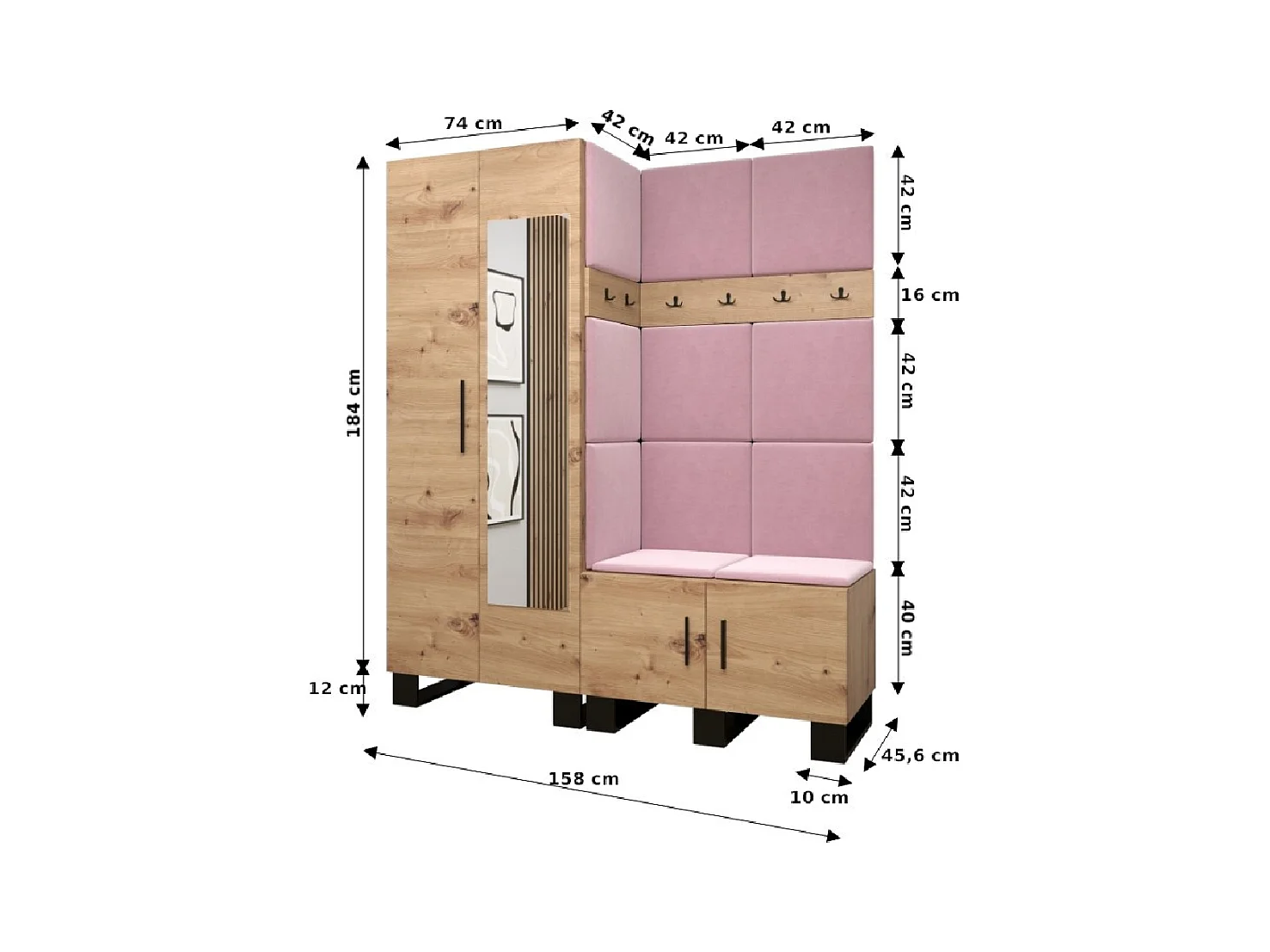 Ensemble de garde-robe Artin 14 196/158/46 (Chêne artisanal/Manila 18)