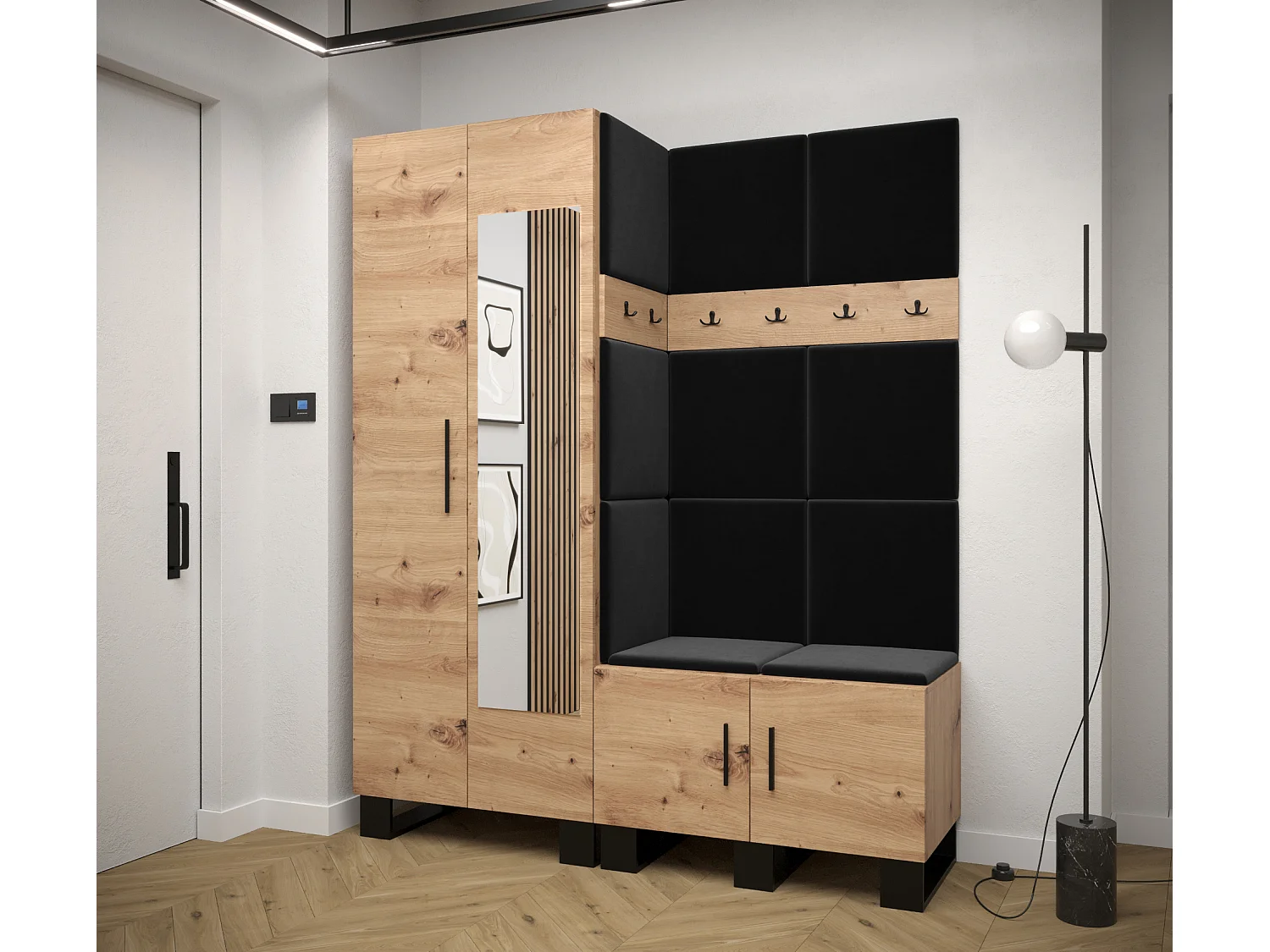 Ensemble de garde-robe Artin 14 196/158/46 (Chêne artisanal/Manila 18)