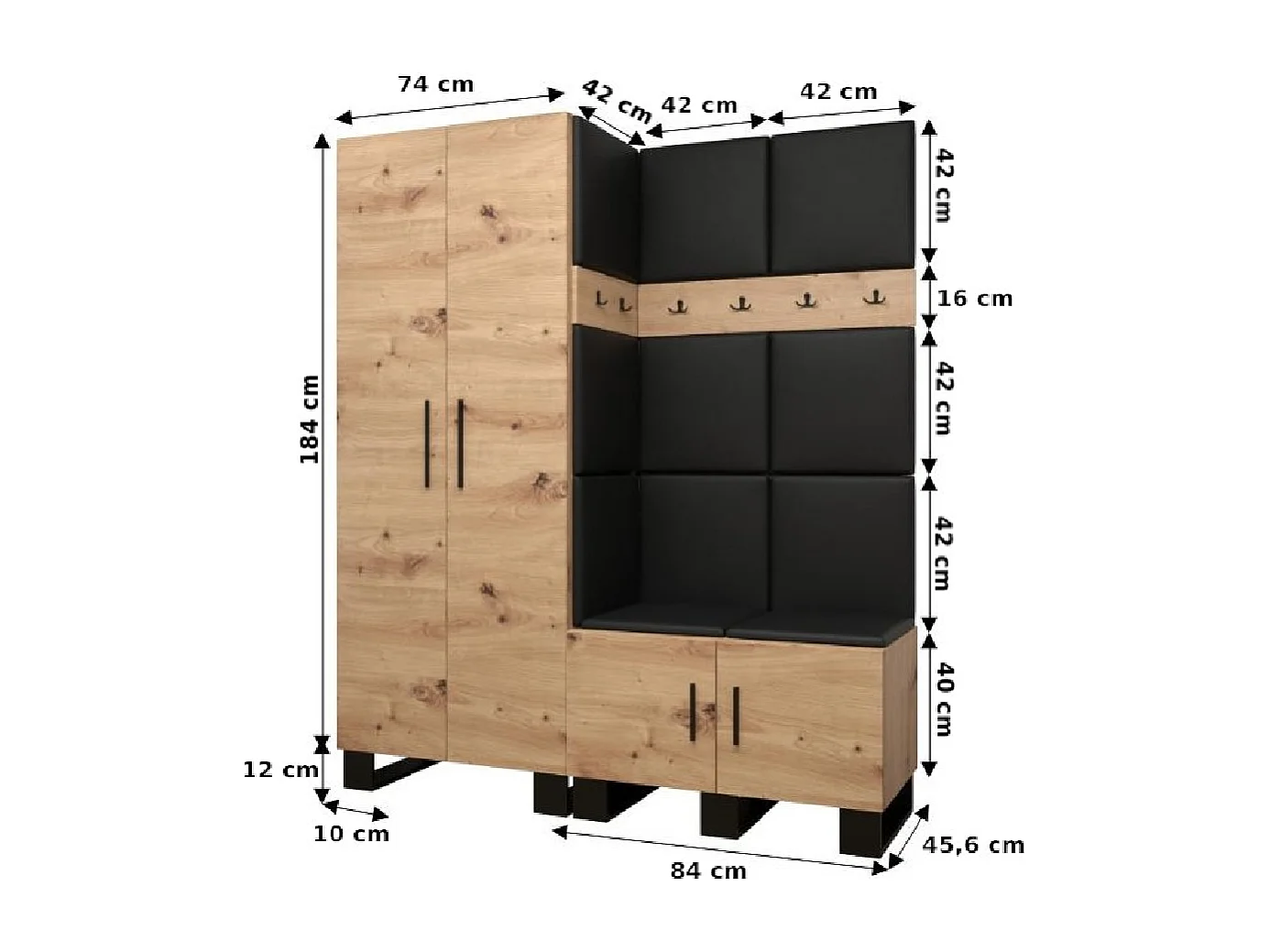 Ensemble de garde-robe Artin 2 196/158/46 (Chêne artisanal/Manila 18)