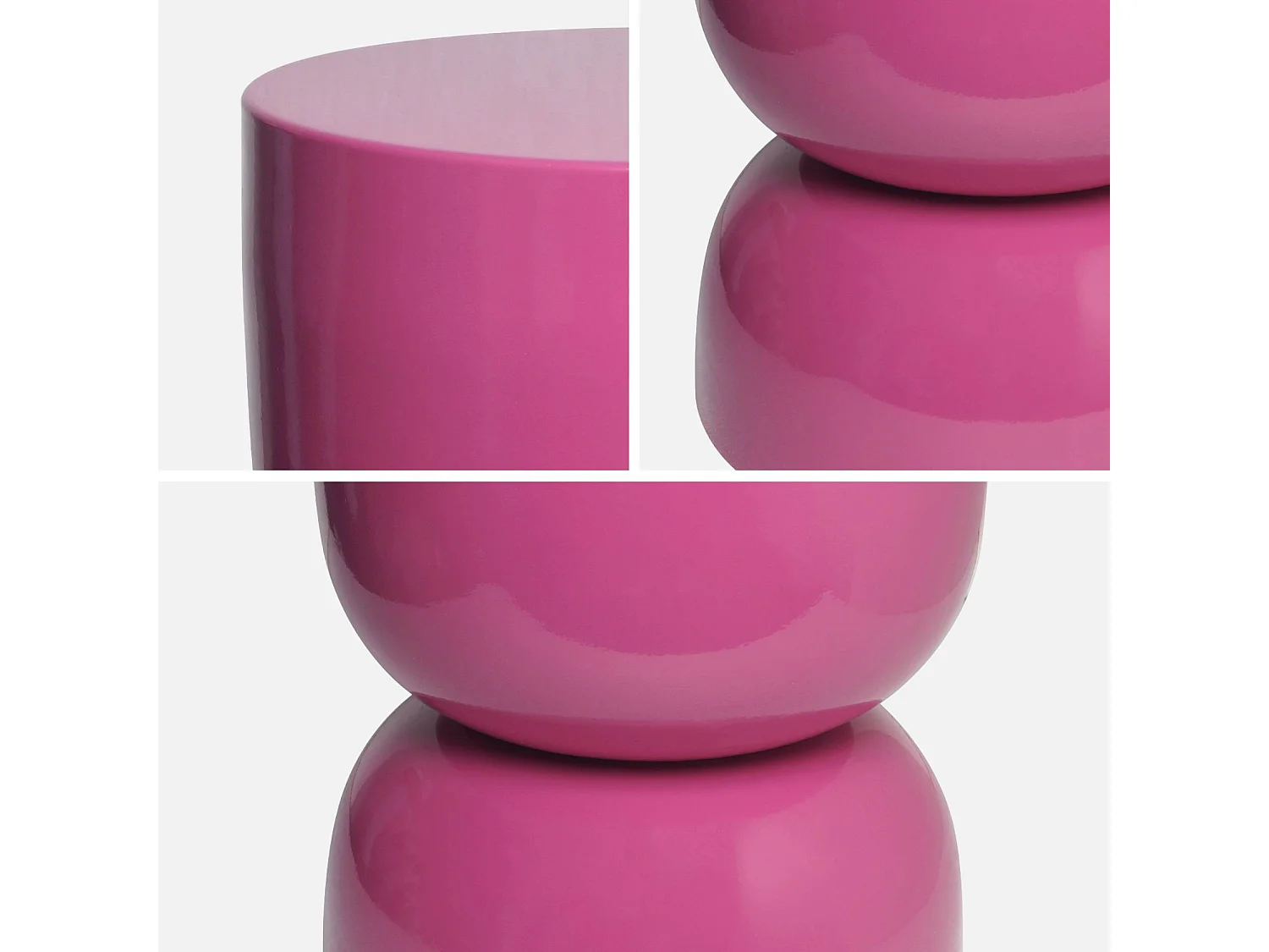 Tavolino in metallo effetto glassy,  42cm, rosa