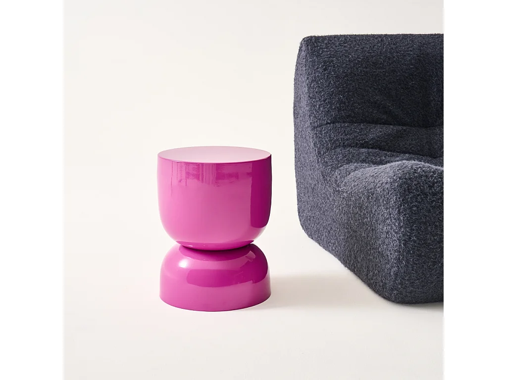 Tavolino in metallo effetto glassy,  42cm, rosa