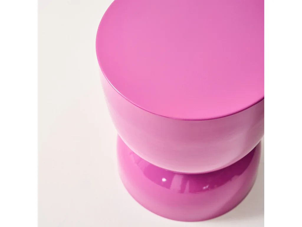 Tavolino in metallo effetto glassy,  42cm, rosa