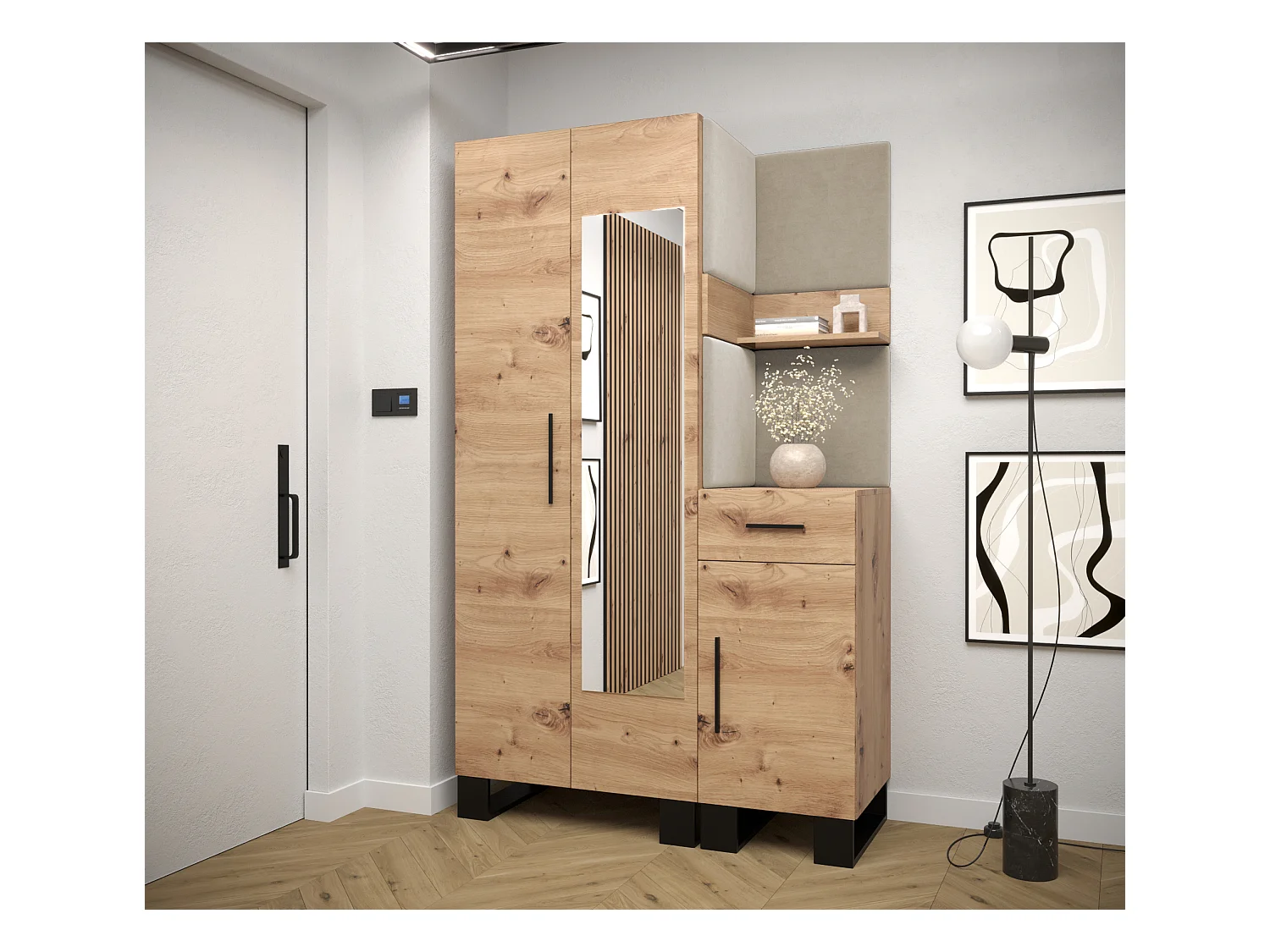 Ensemble de garde-robe Artin 16 196/116/46 (Chêne artisanal/Manila 02)