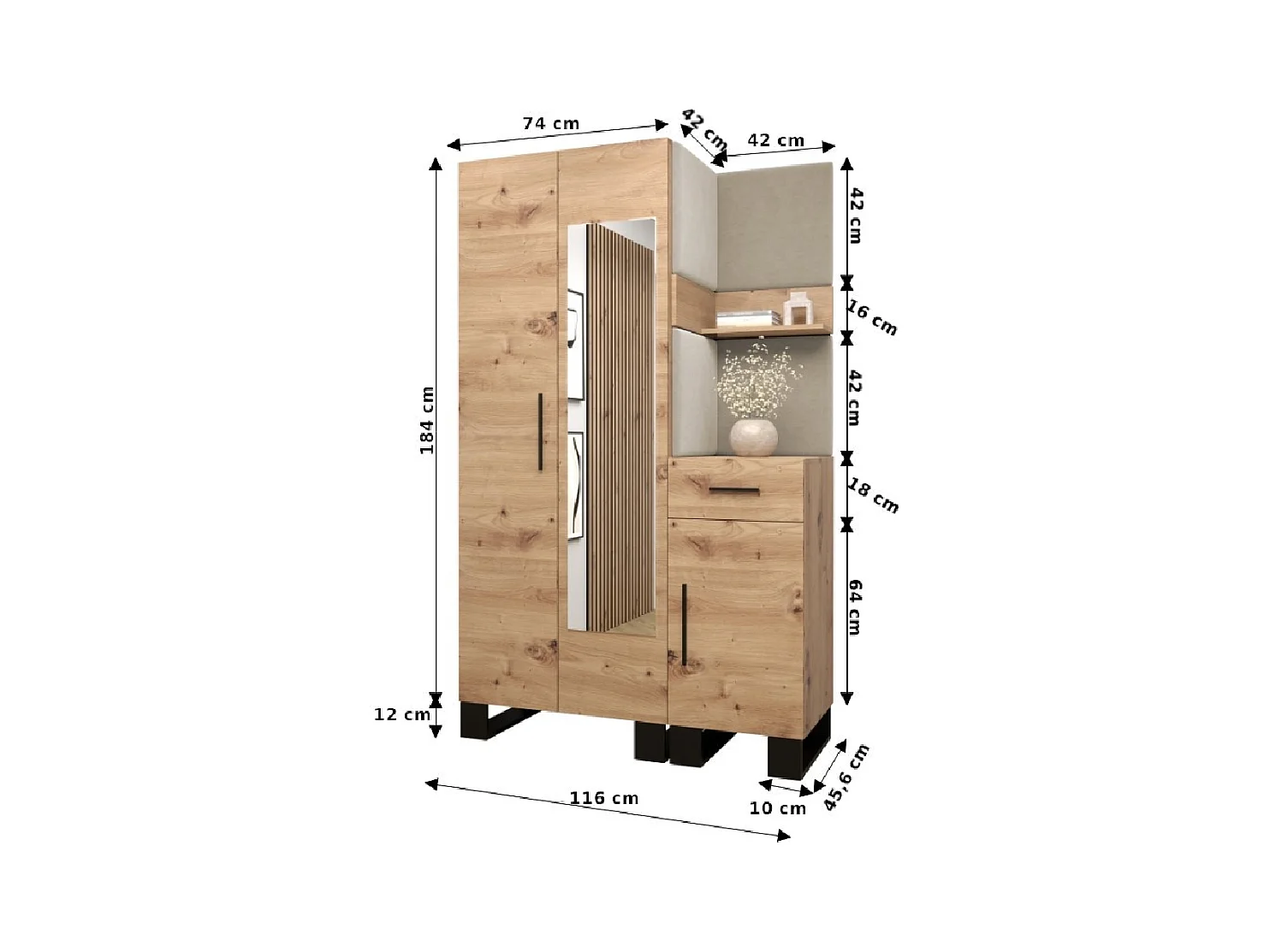 Ensemble de garde-robe Artin 16 196/116/46 (Chêne artisanal/Manila 02)