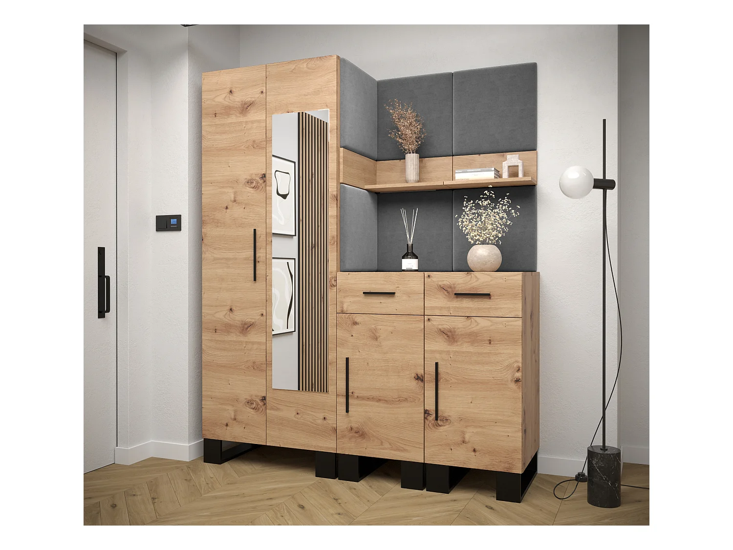 Ensemble de garde-robe Artin 15 196/158/46 (Chêne artisanal/Manila 16)