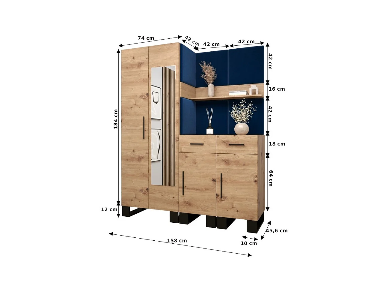 Ensemble de garde-robe Artin 15 196/158/46 (Chêne artisanal/Manila 16)