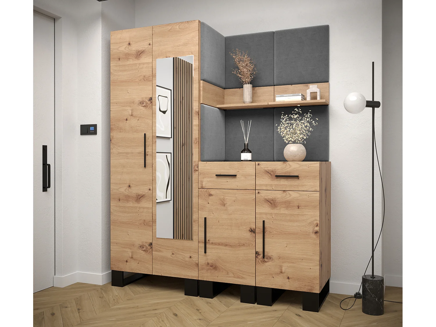 Ensemble de garde-robe Artin 15 196/158/46 (Chêne artisanal/Manila 16)