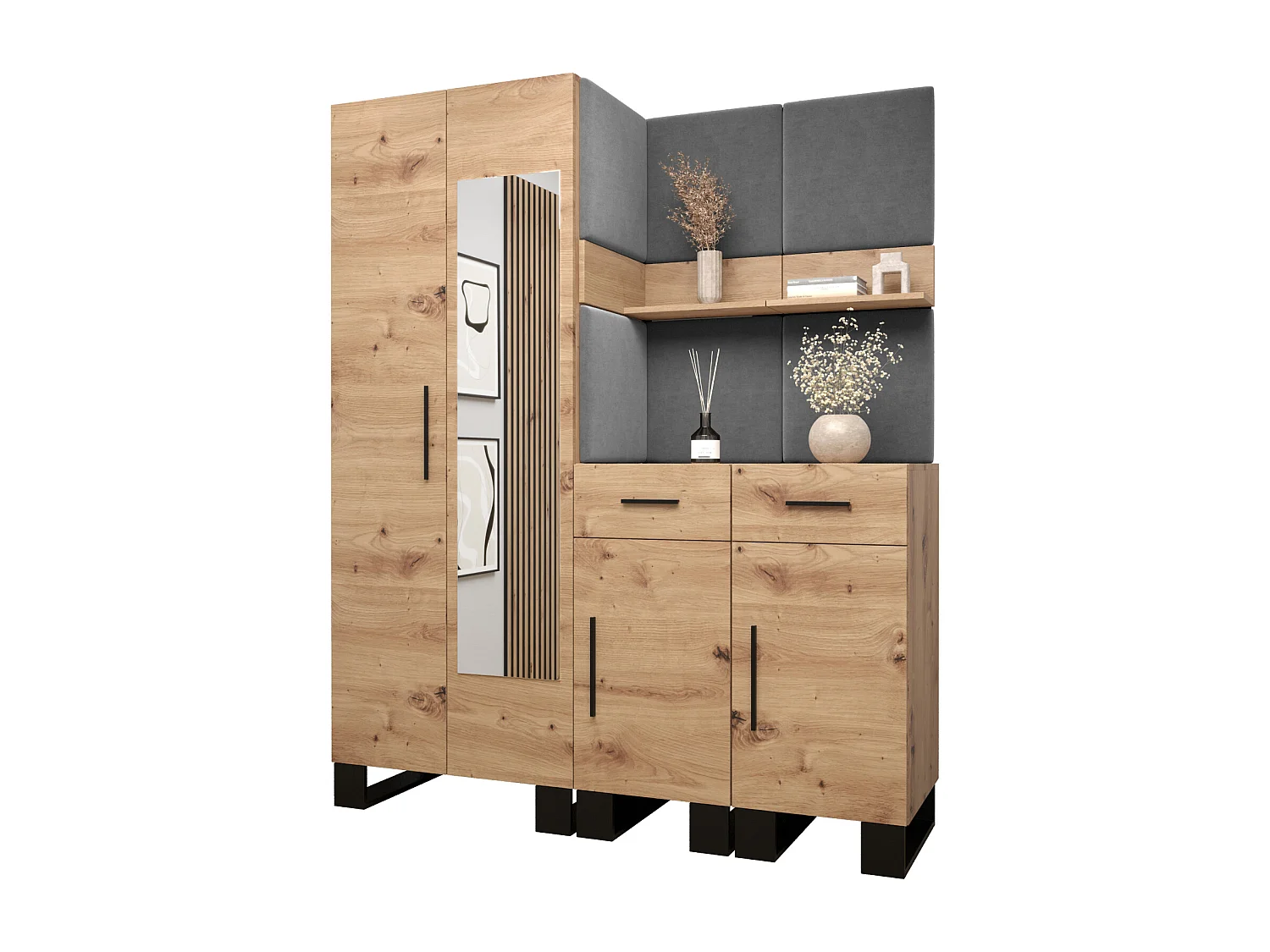 Ensemble de garde-robe Artin 15 196/158/46 (Chêne artisanal/Manila 16)