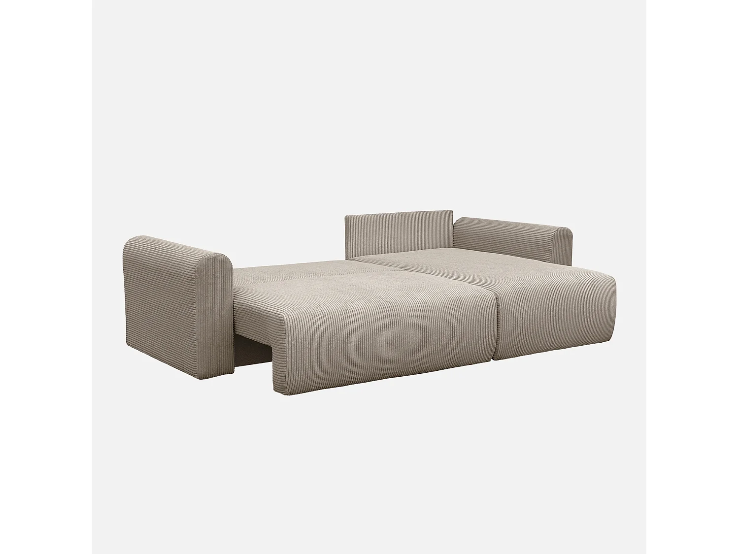 Divano letto angolare reversibile 3 posti velluto a coste, talpa