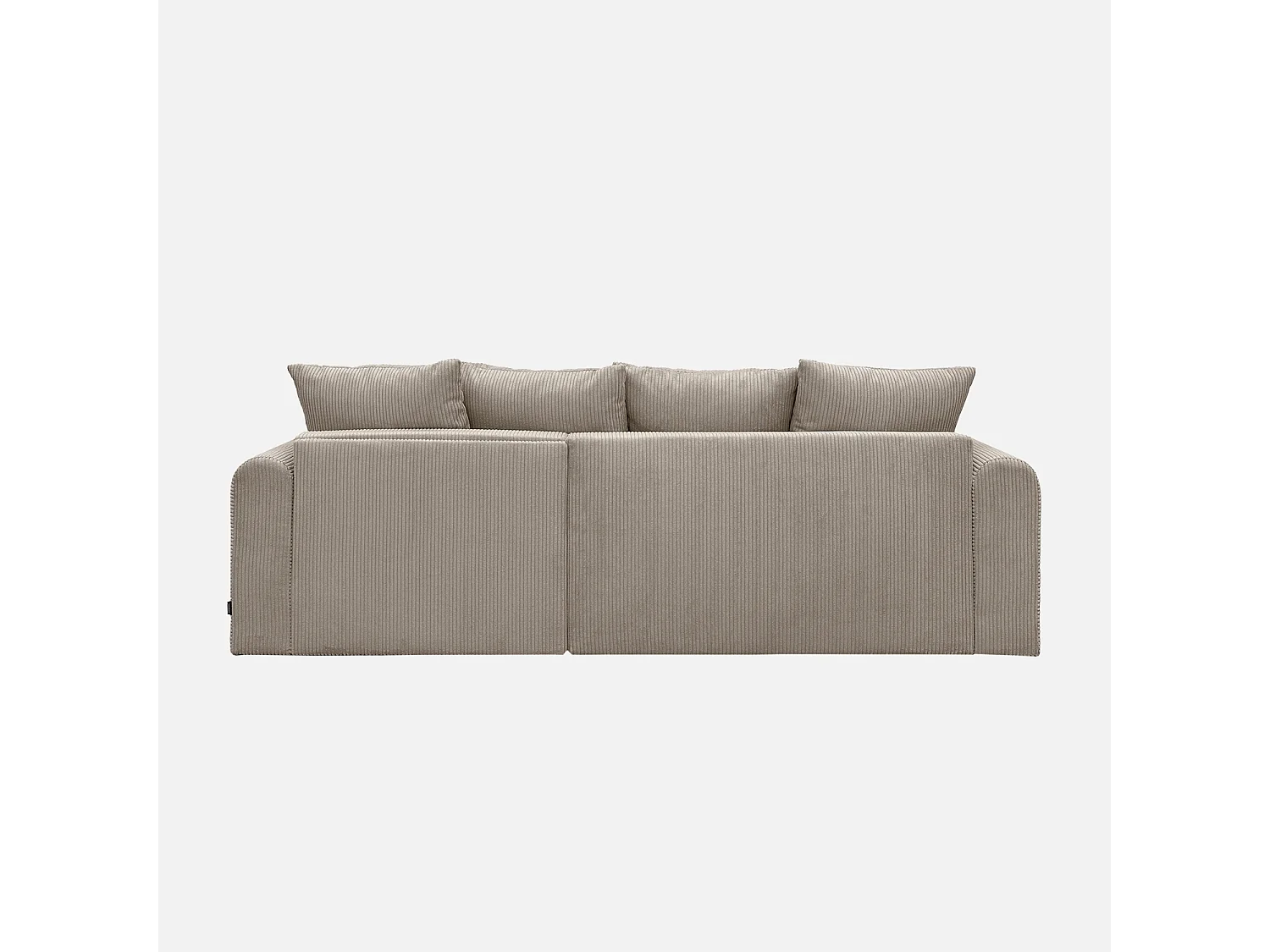 Divano letto angolare reversibile 3 posti velluto a coste, talpa